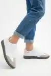Beyaz-Pudra Kadın Çizgisiz Sneaker
