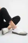 Beyaz-Siyah Kadın Çizgisiz Sneaker