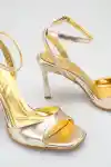 Altın Kadın İnce Topuklu Abiye Ayakkabı