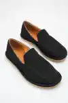 Siyah Süet Kadın Loafer Ayakkabı