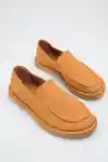Taba Süet Kadın Loafer Ayakkabı