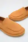 Taba Süet Kadın Loafer Ayakkabı
