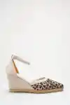 Leopar Ten Cilt Kadın Sivri Burun Dolgu Topuklu Sandalet