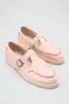 Pembe Süet Kadın Kemerli Loafer Ayakkabı