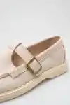 Bej Süet Kadın Kemerli Loafer Ayakkabı
