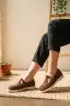 Kahve Süet Kadın Kemerli Loafer Ayakkabı