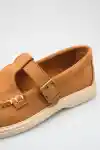 Taba Süet Kadın Kemerli Loafer Ayakkabı