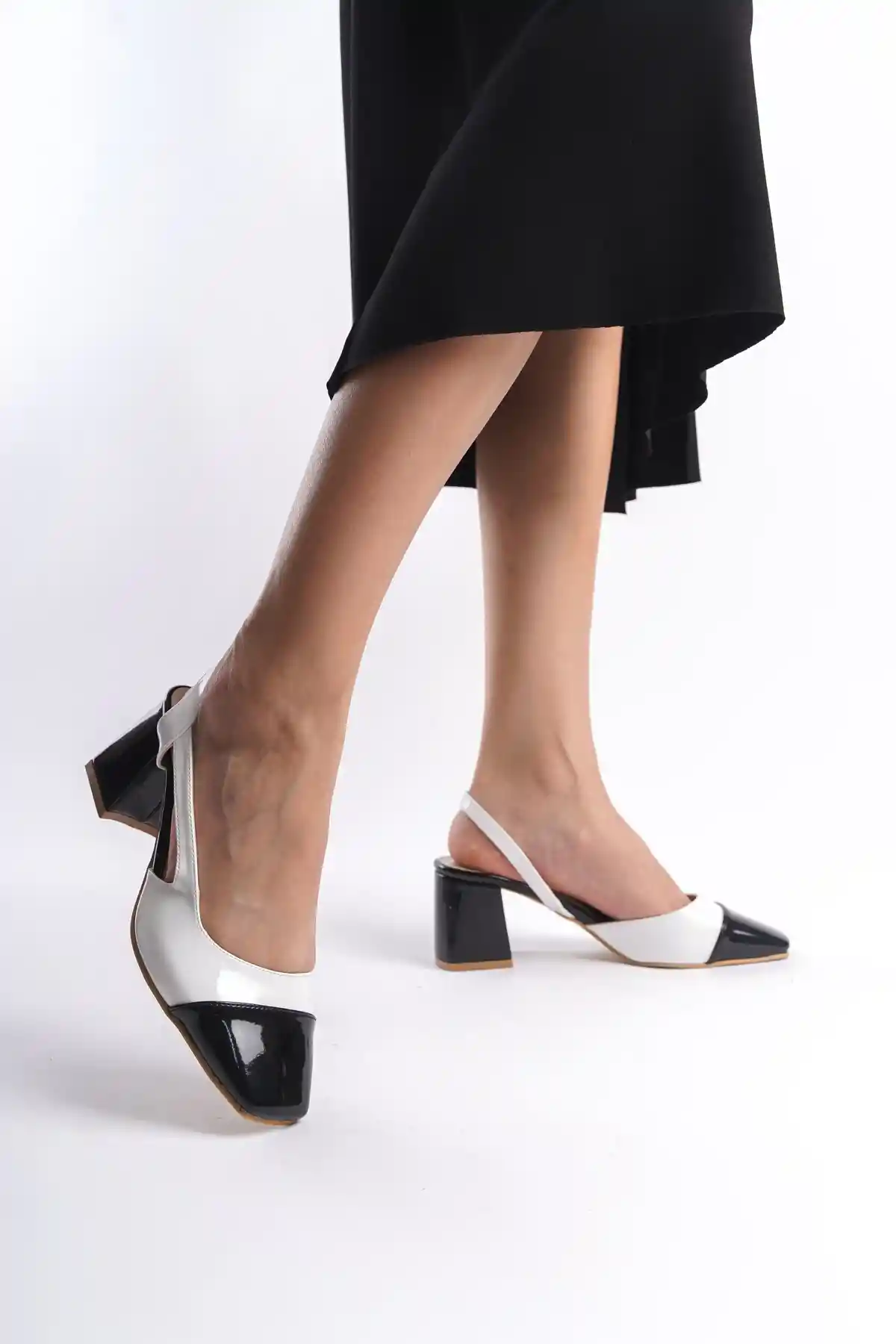 White-Black Womens High Heel Shoes
