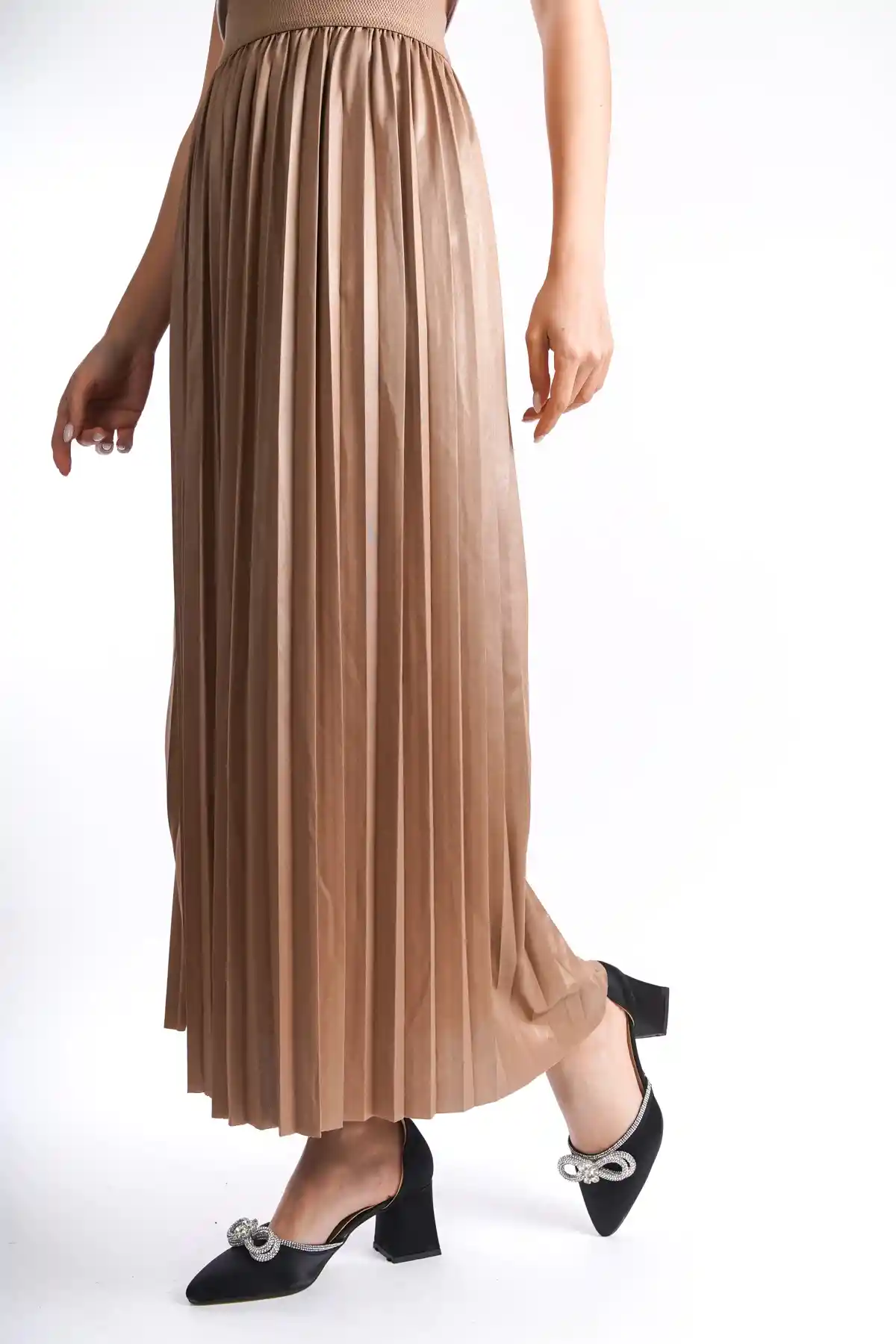 Vizon Kadın Belden Lastikli Pileli Etek