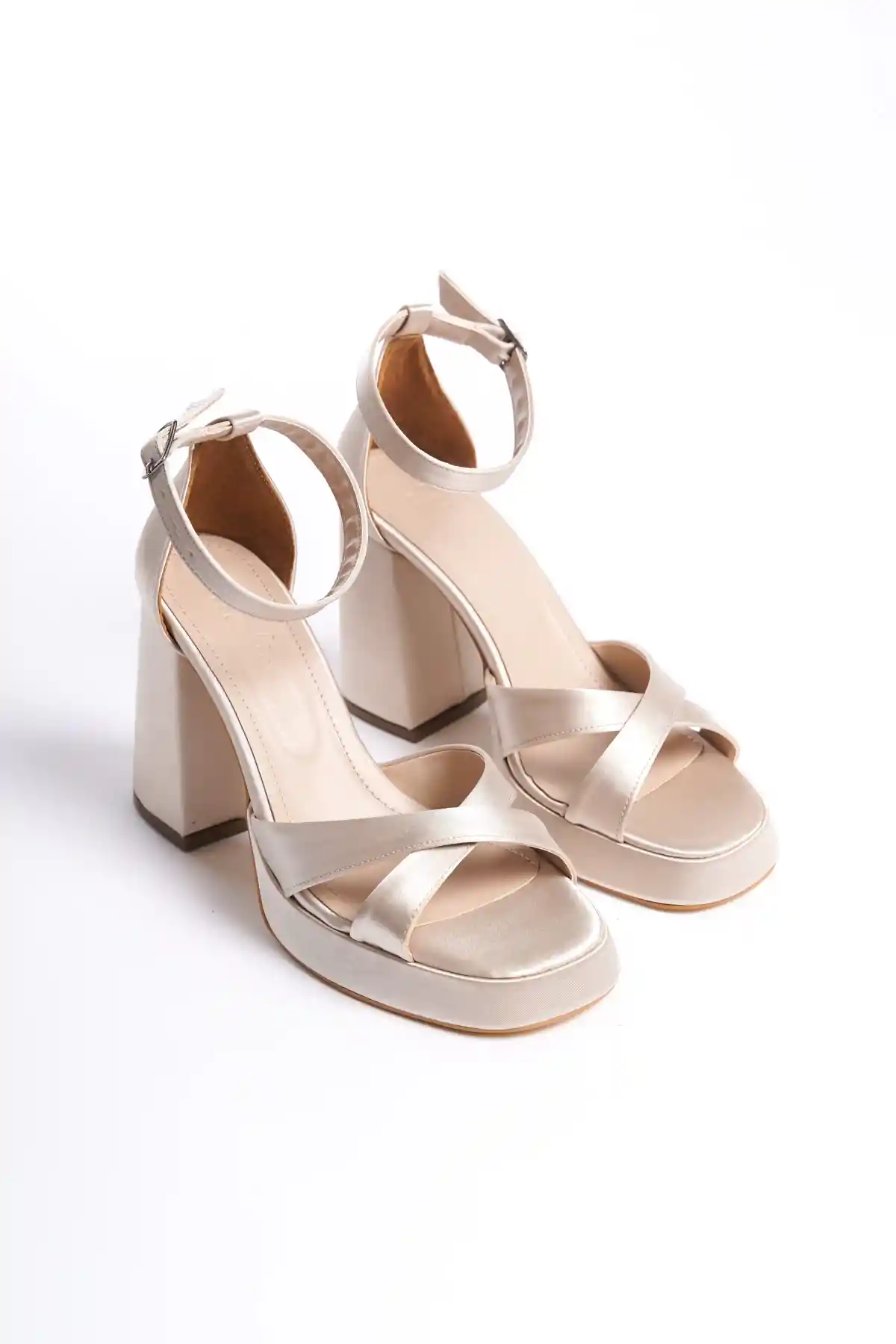 Satin Womens Cross Platform High Heel Shoes