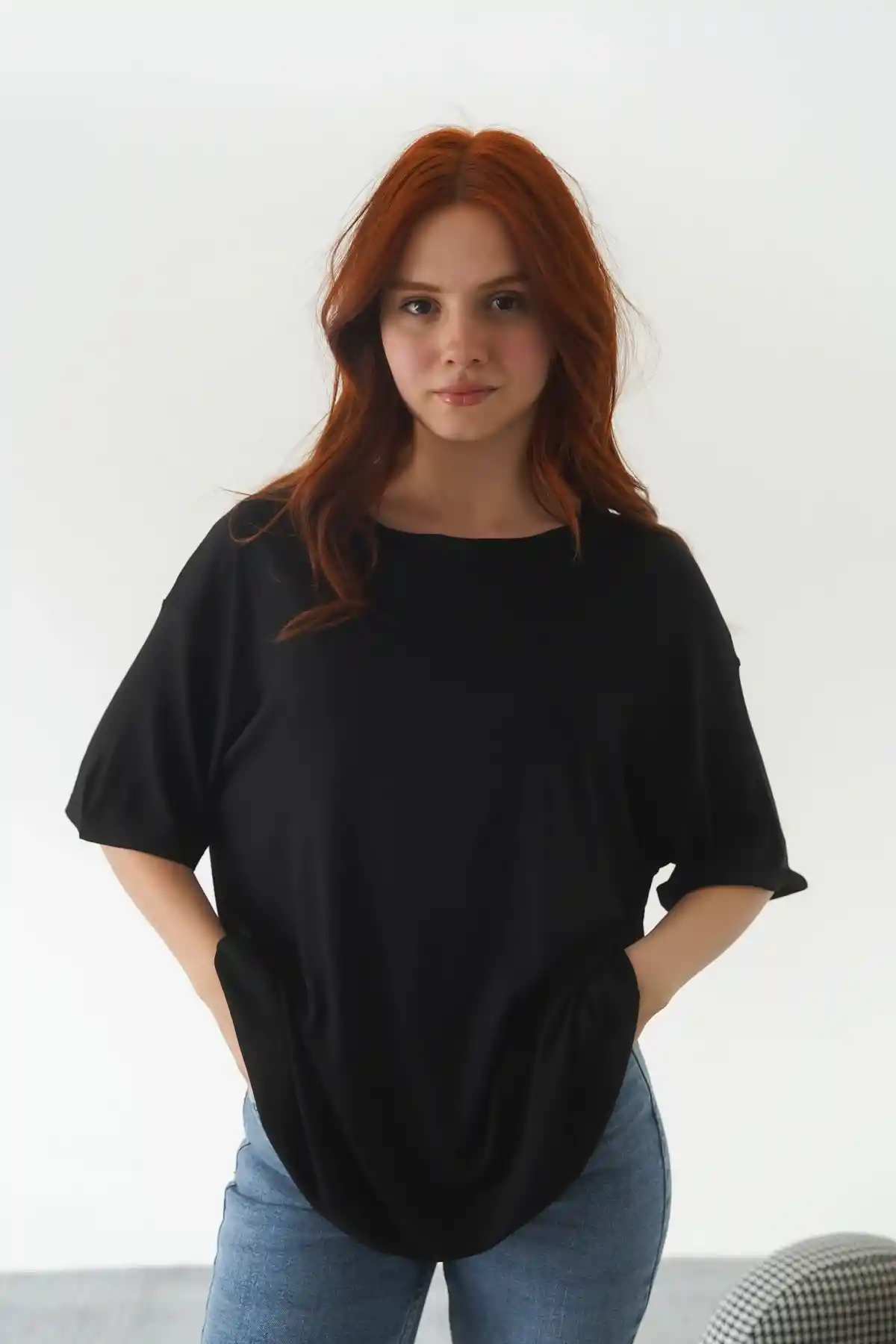 Siyah Düz Kısa Kollu Unisex T-Shirt