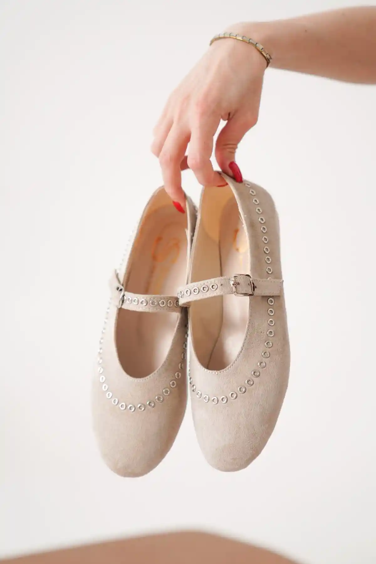 Ten Süet Kadın Klasik Düz Taban Günlük Şık Babet