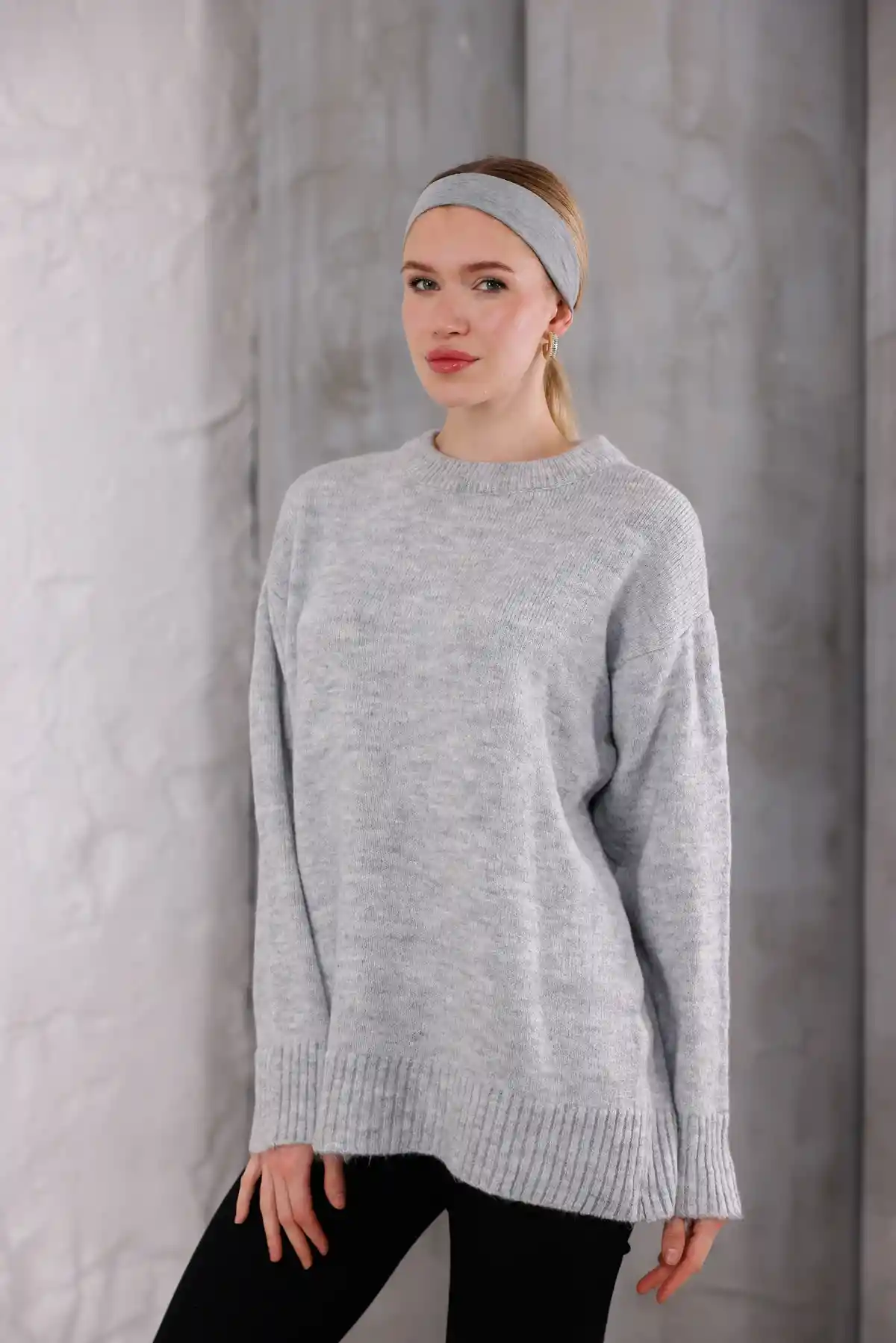 Füme Bisiklet Yaka Oversize Triko Kazak