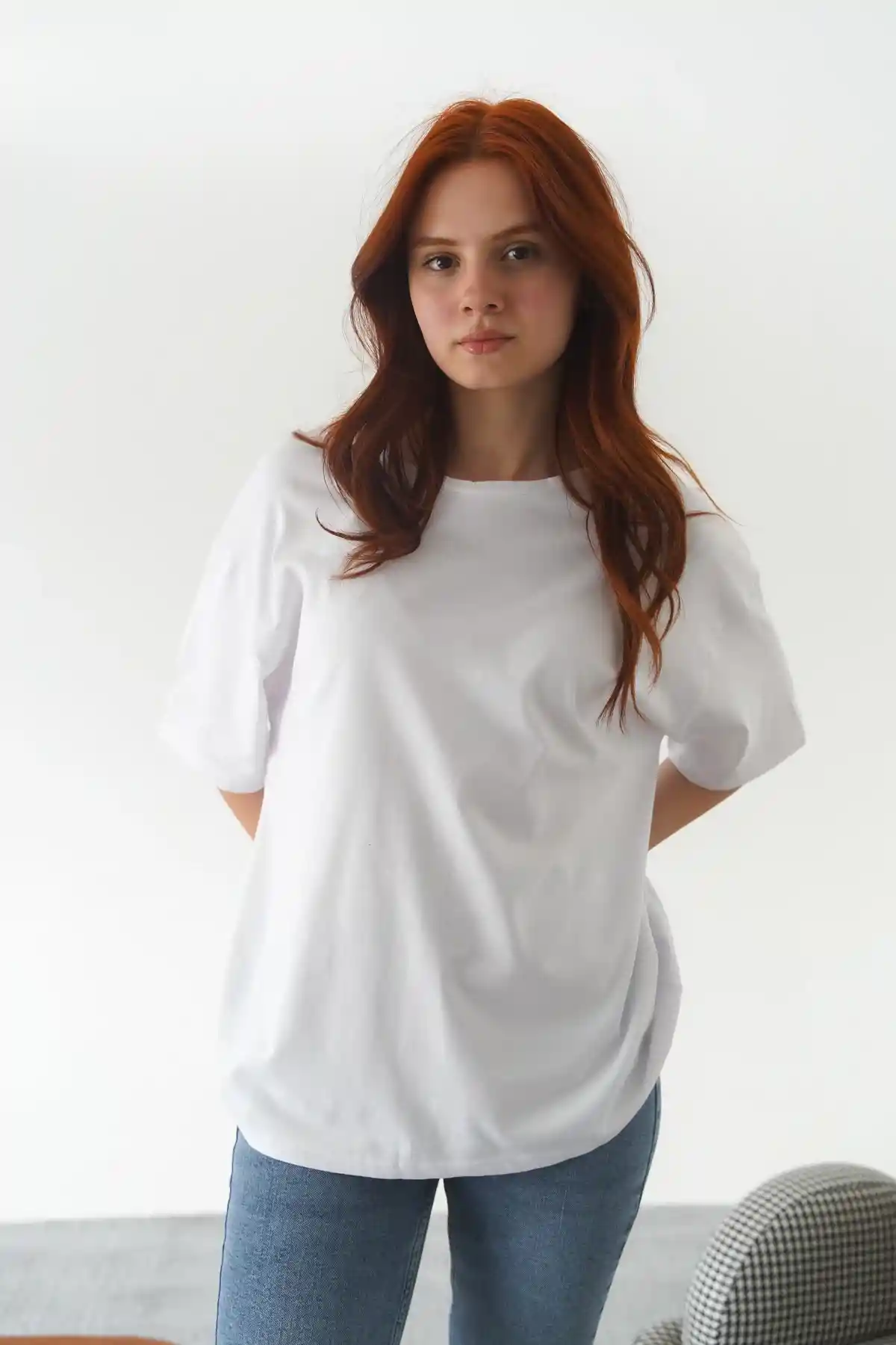 Beyaz Düz Kısa Kollu Unisex T-Shirt