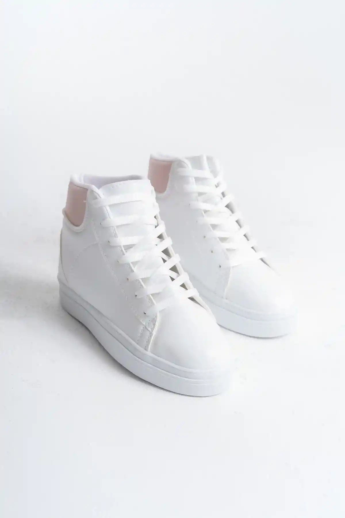 Beyaz-Pudra Kadın Kısa Bot