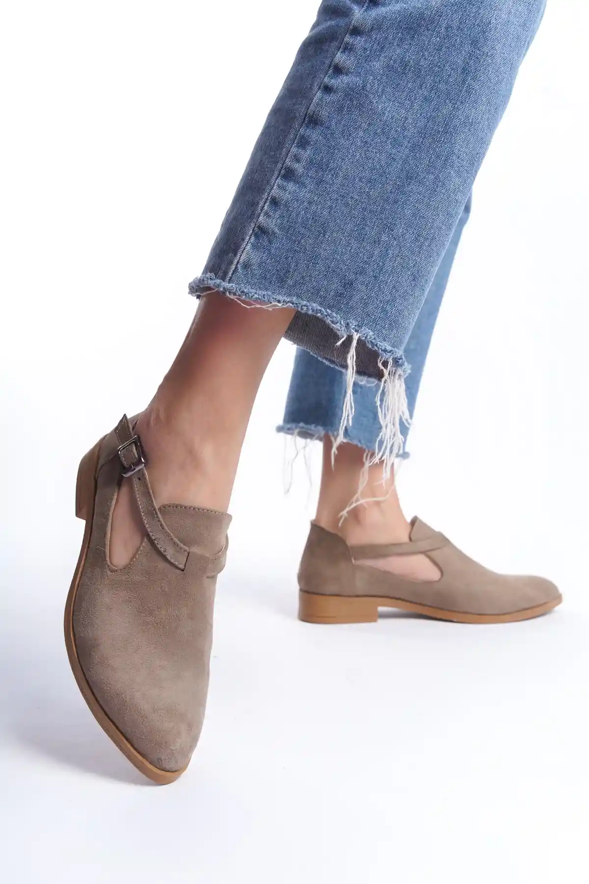 Ten Süet Kadın Tokalı Günlük Ayakkabı