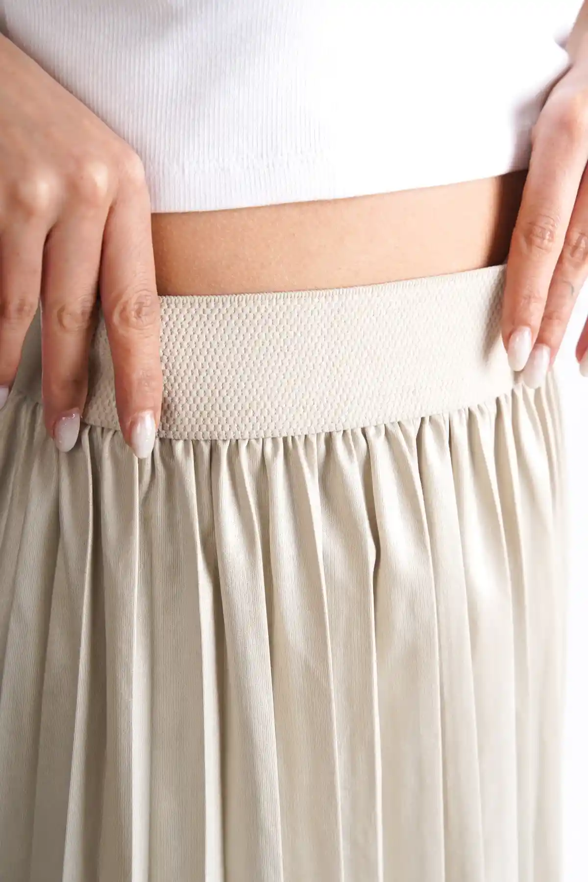 Ten Womens Hip Waist Elastic Pleated Skirt