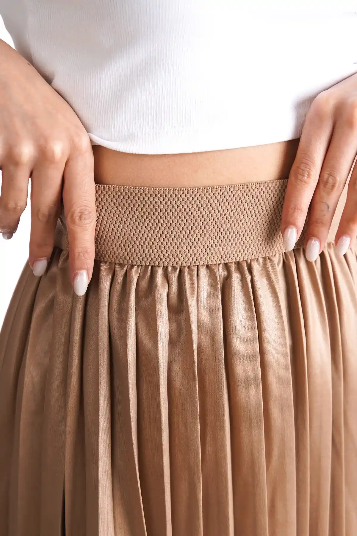 Vizon Kadın Belden Lastikli Pileli Etek