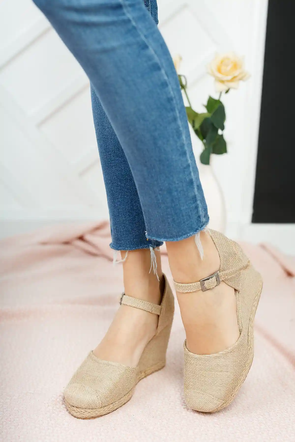 Hasır Kadın Dolgu Topuklu Ayakkabı