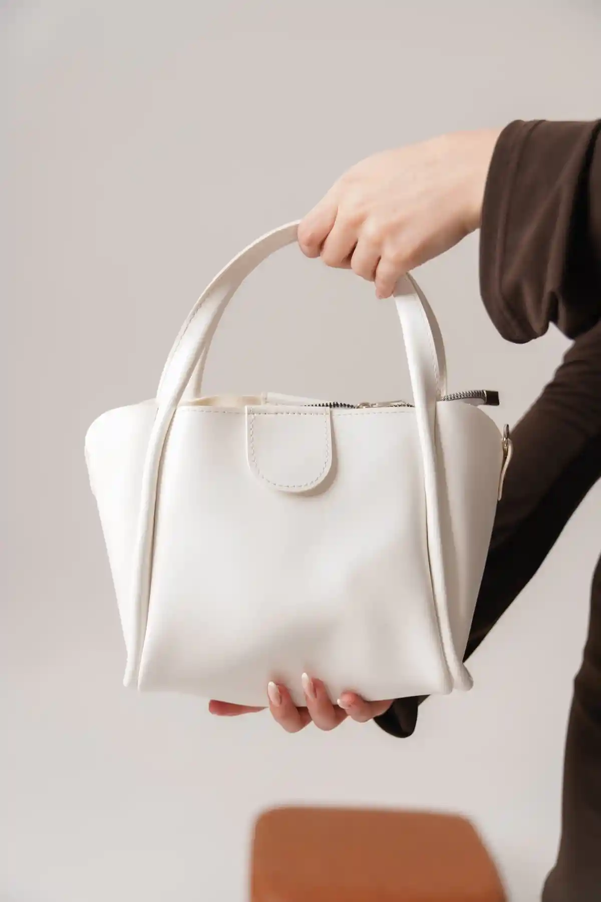 Beyaz Kadın Cilt El ve Omuz Çantası