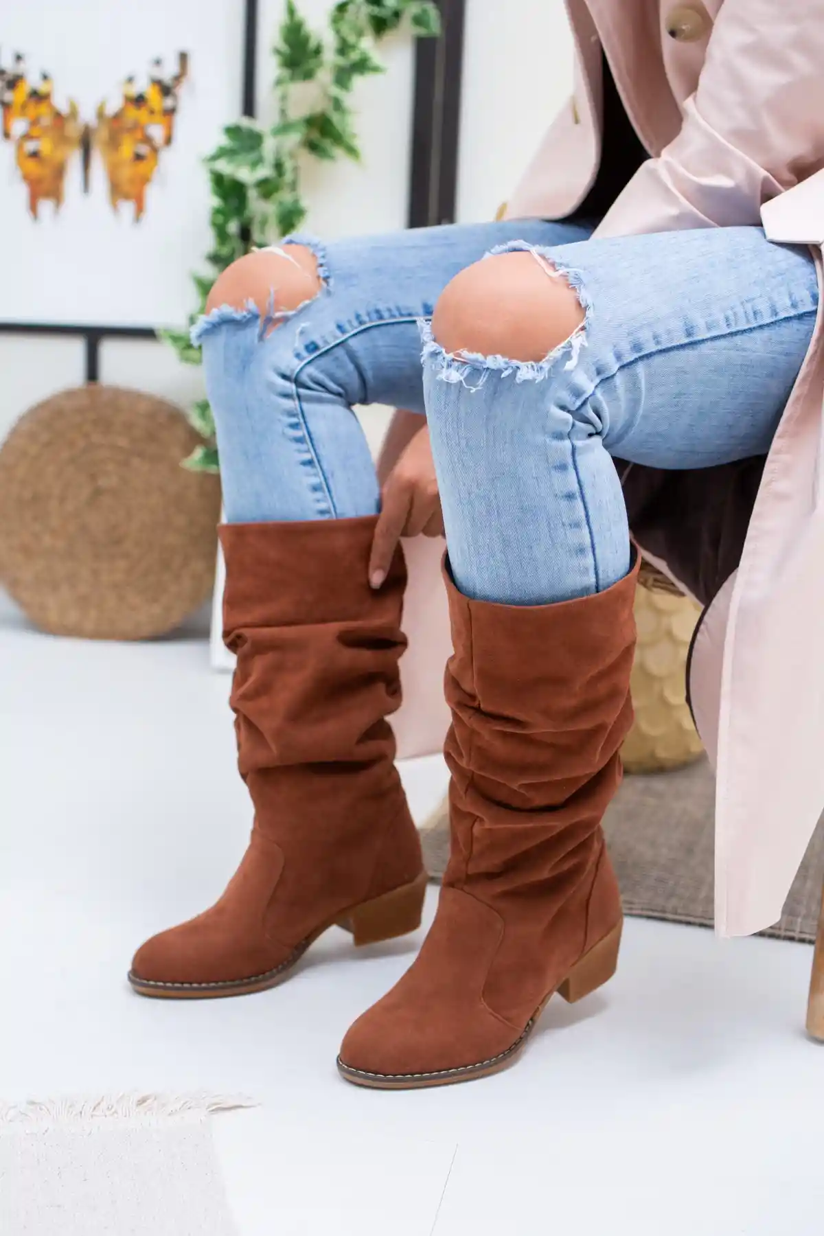 Taba Süet Kadın Çizme