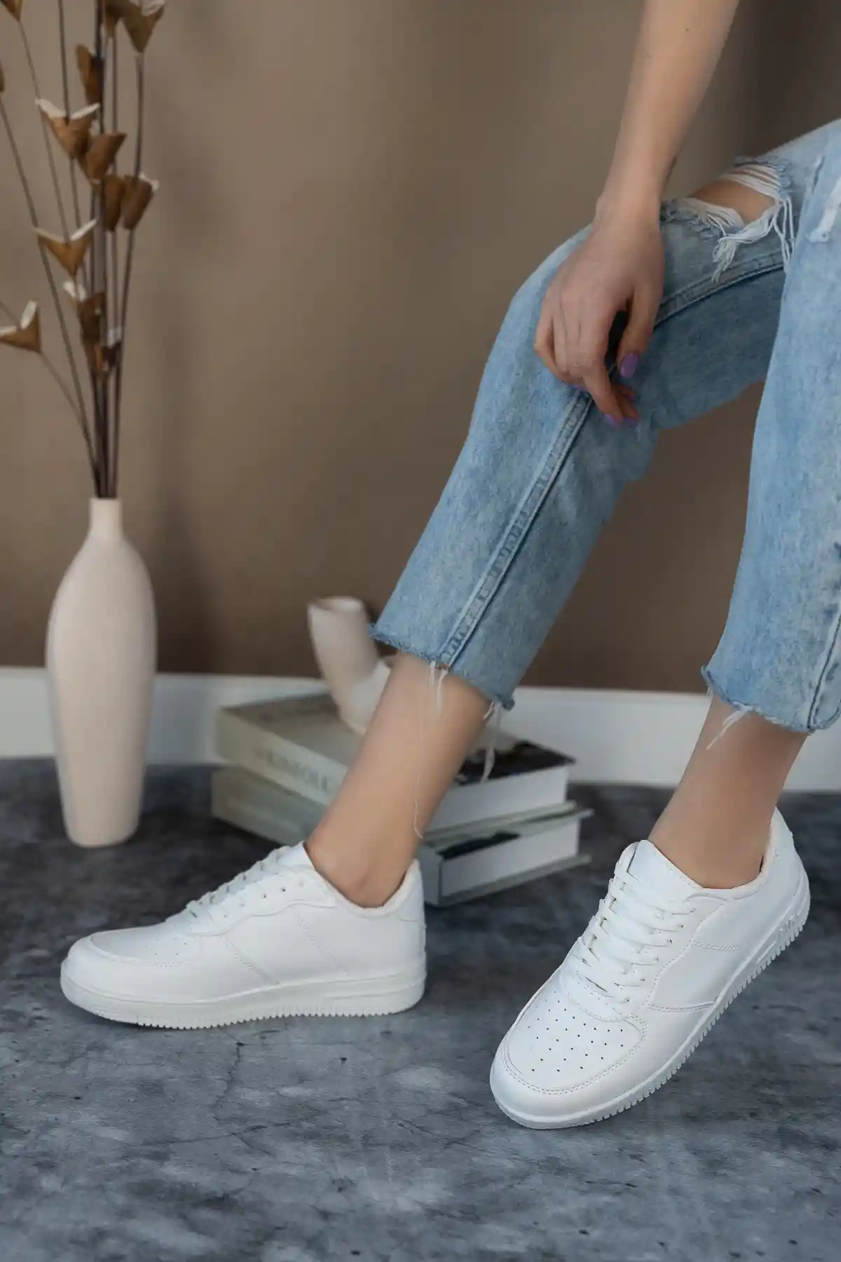 Beyaz-Beyaz Kadın Sneaker