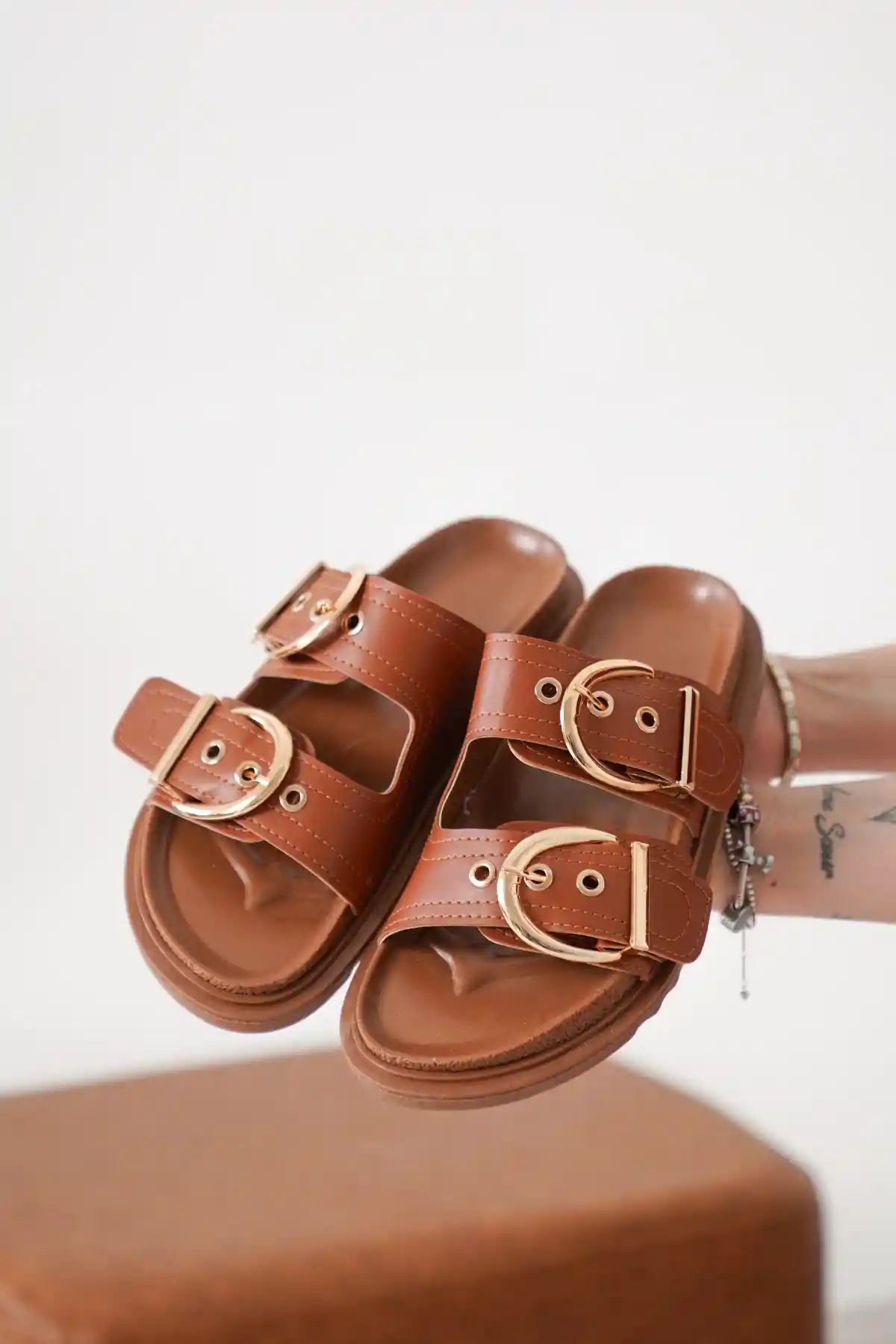 Slip-Proof Sole Comfortable Slippers with Double Buckle for Women