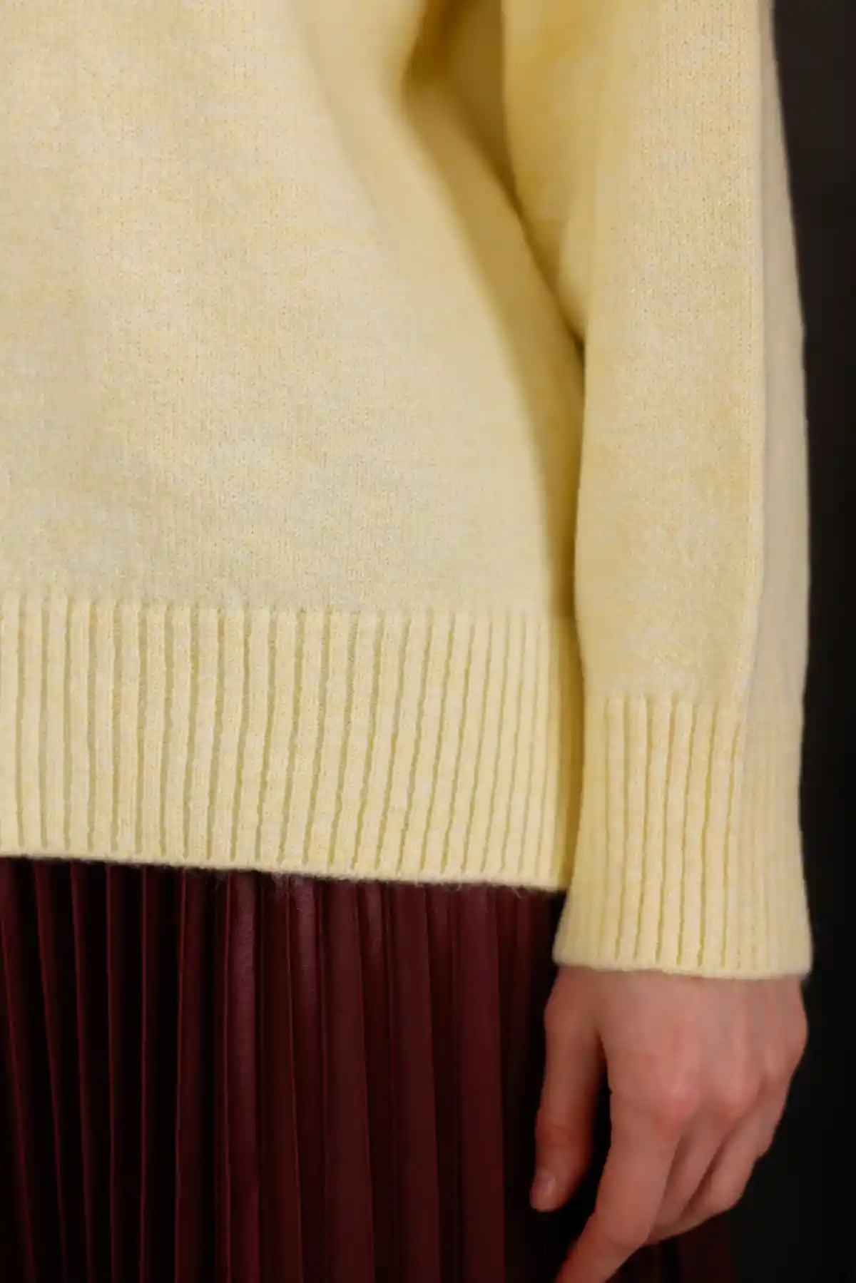 Sarı Bisiklet Yaka Oversize Triko Kazak