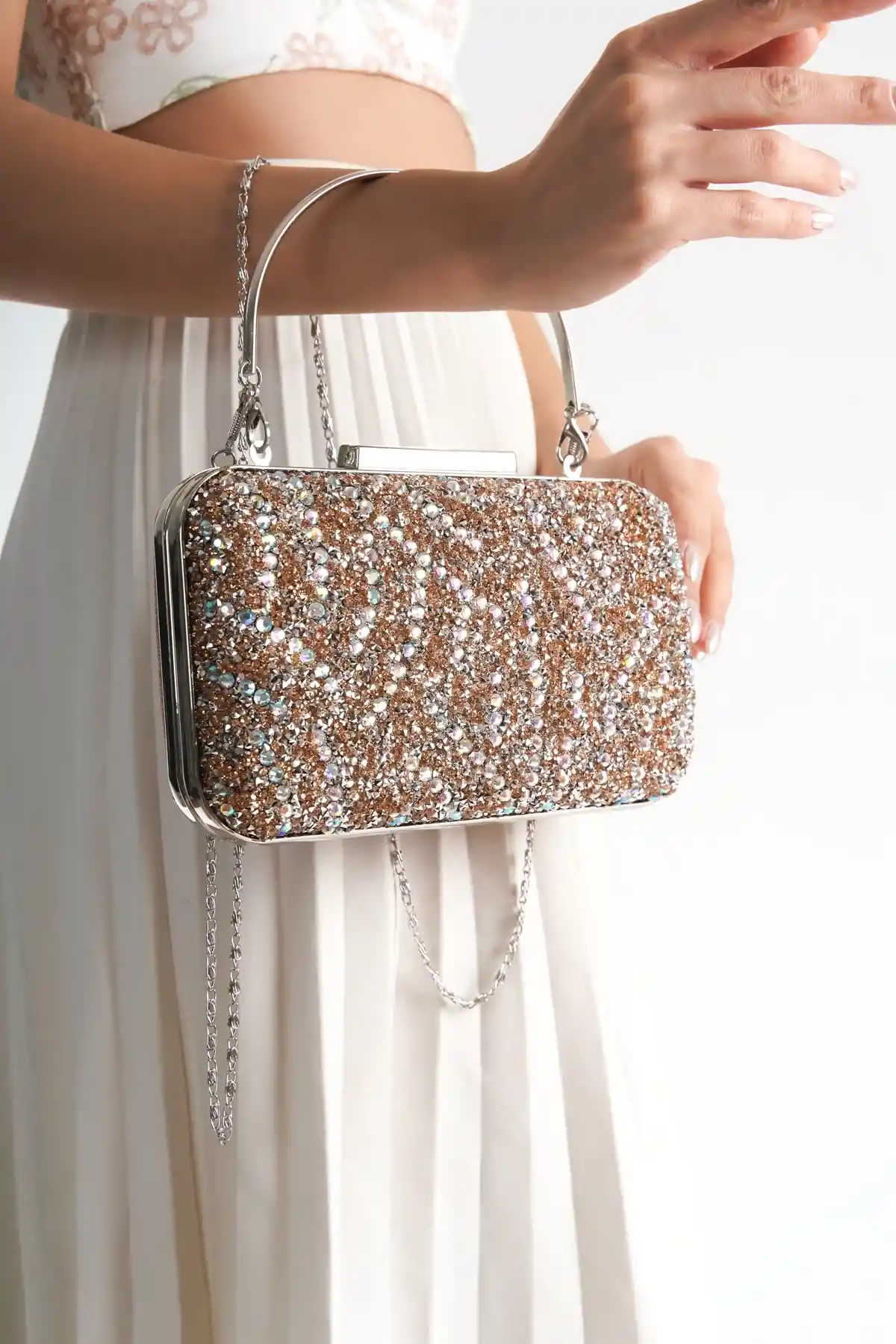 Bakır Kadın Taşlı Abiye Çanta