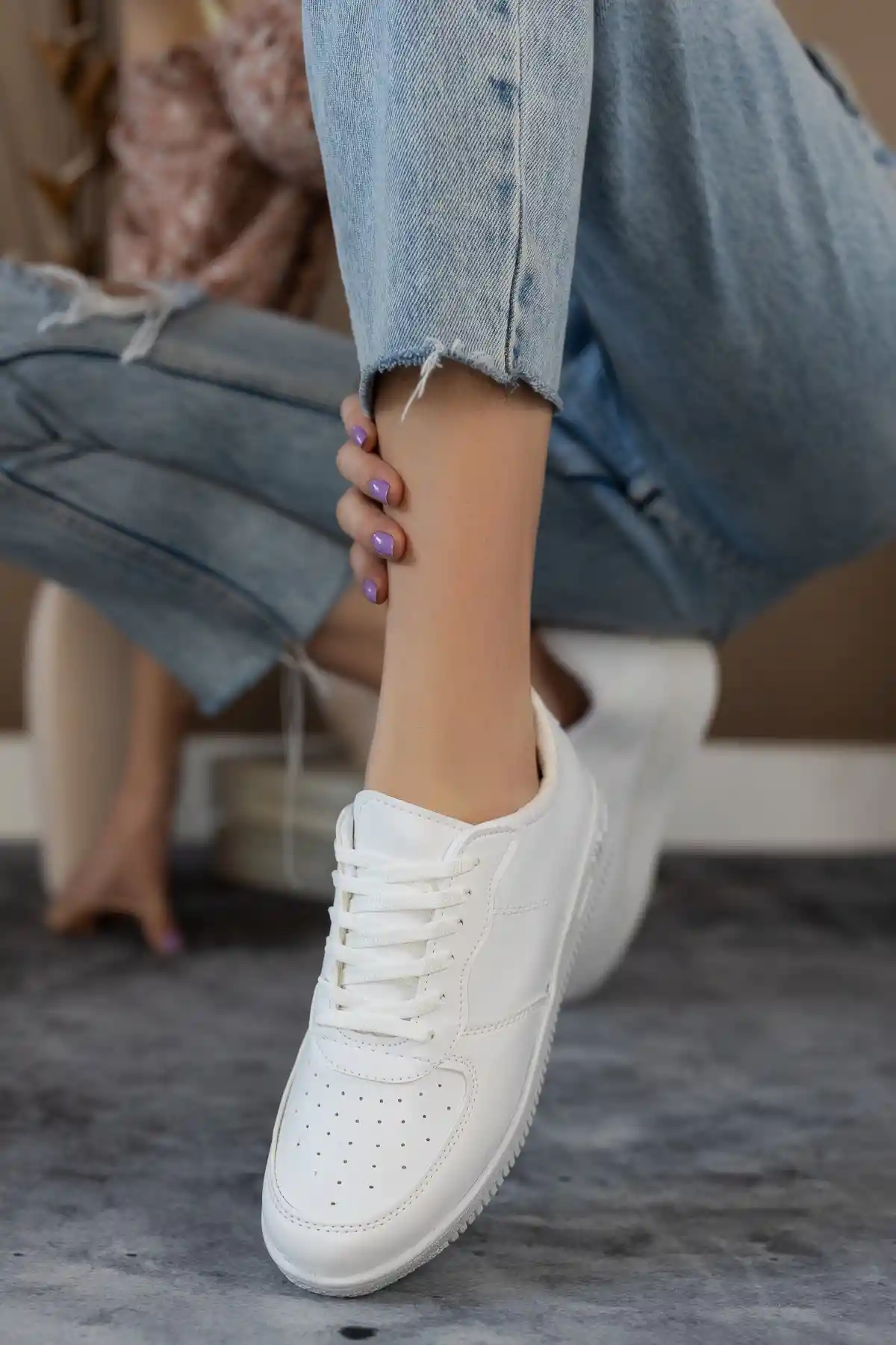 Beyaz-Beyaz Kadın Sneaker