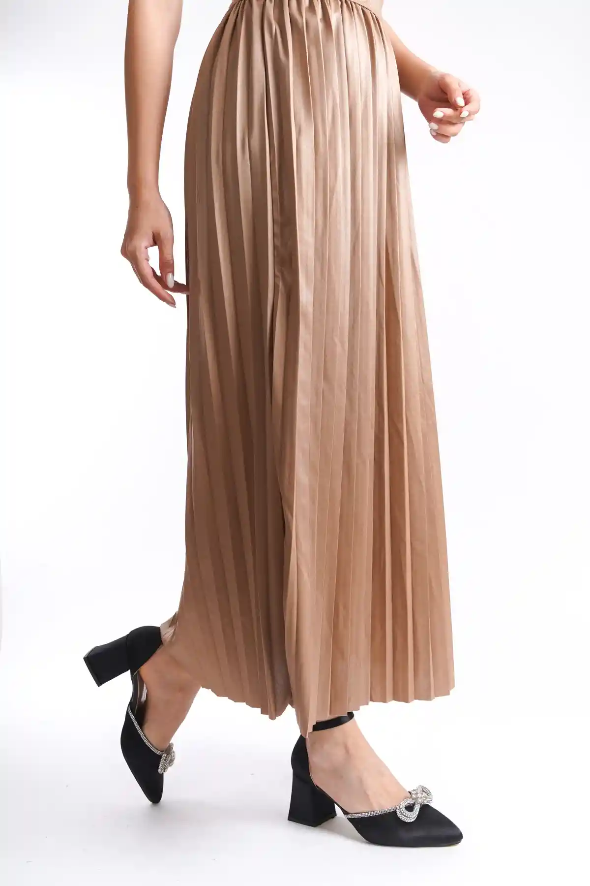 Vizon Kadın Belden Lastikli Pileli Etek