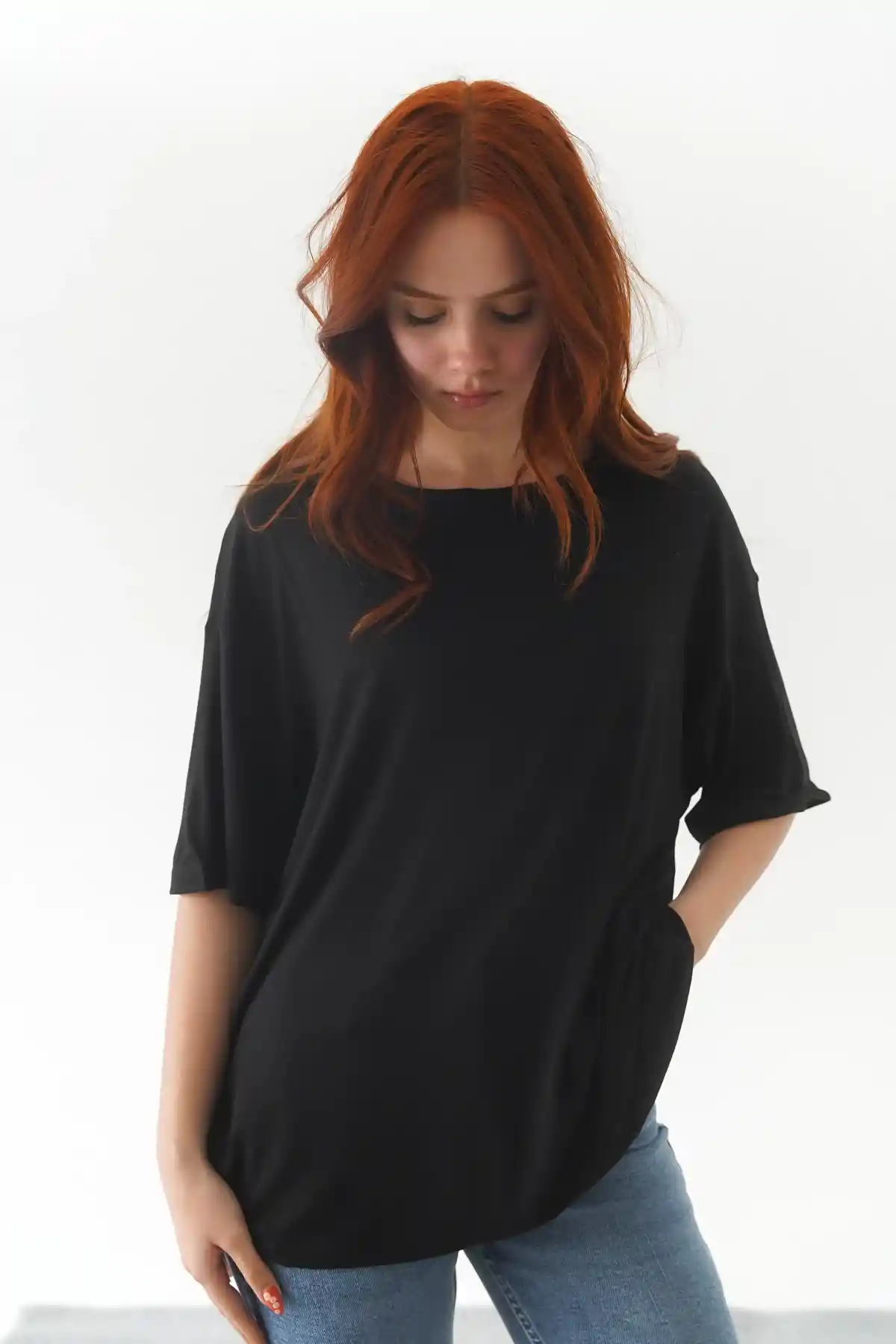 Siyah Düz Kısa Kollu Unisex T-Shirt