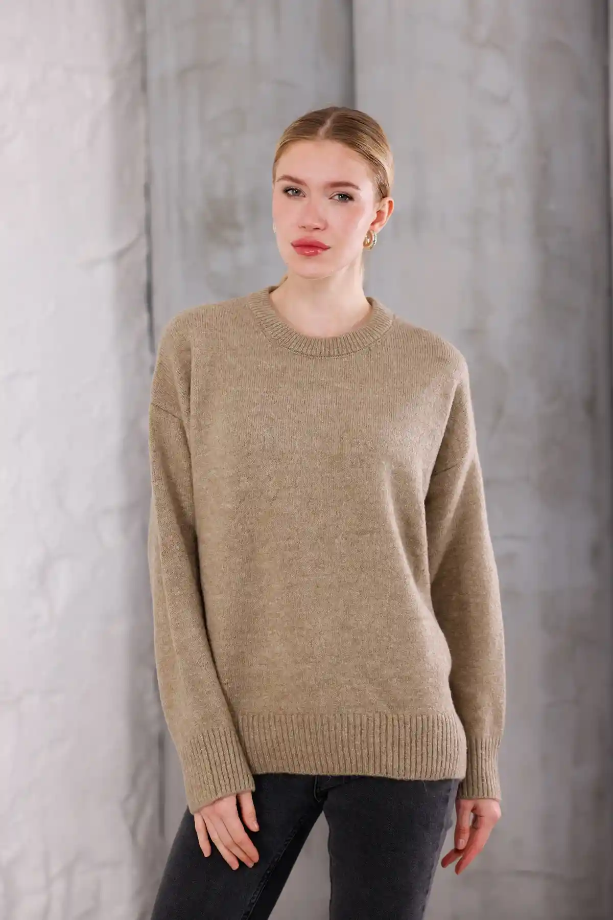 Vizon Bisiklet Yaka Oversize Triko Kazak