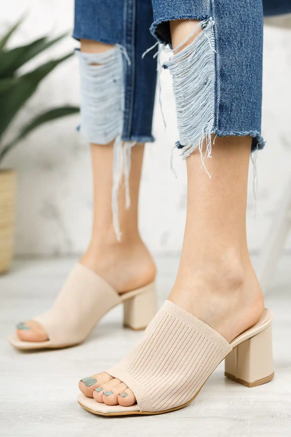 Ten Triko Kadın Topuklu Triko Terlik