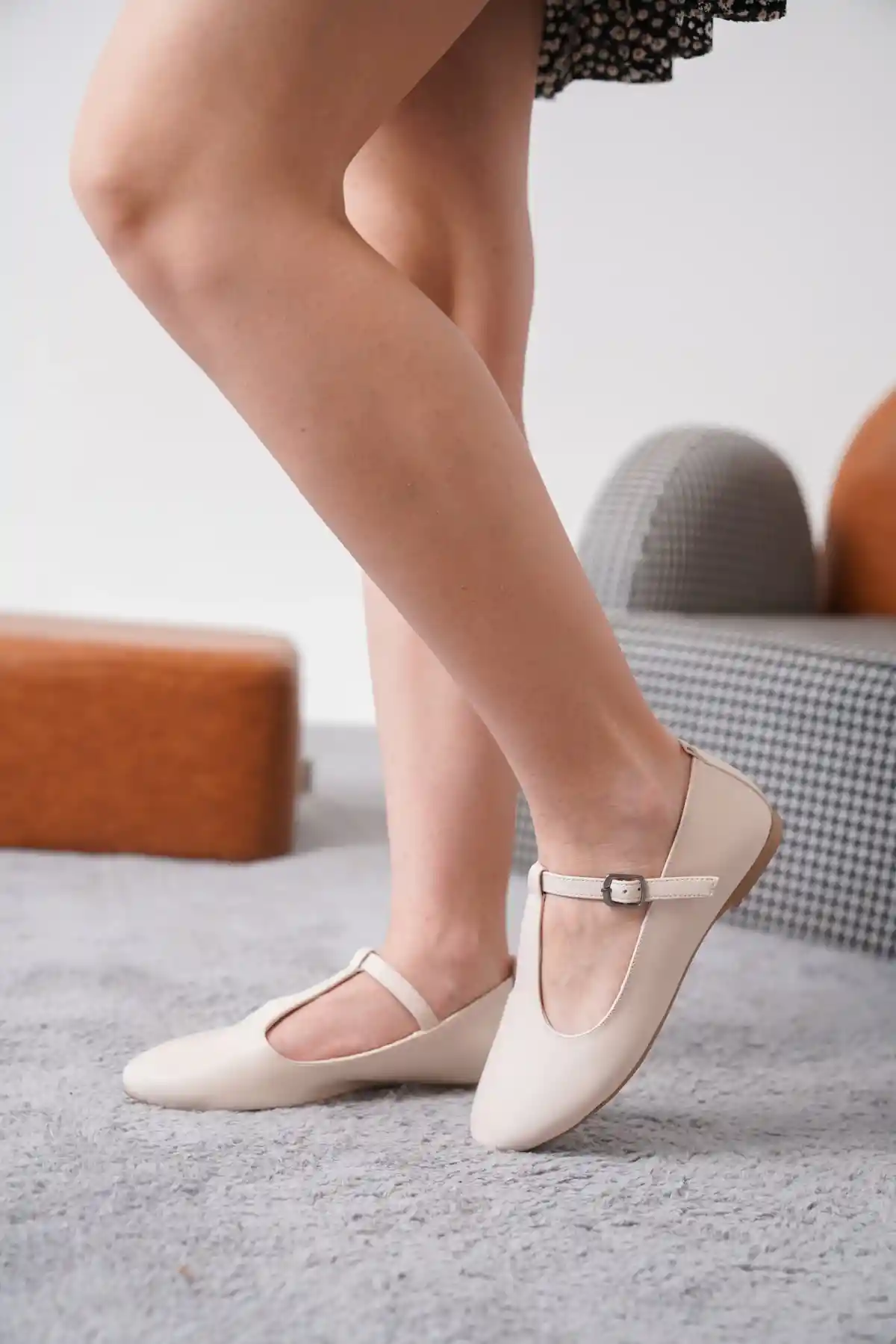 Classic Plain Belted Non-Slip Sole Flat Shoes for Women