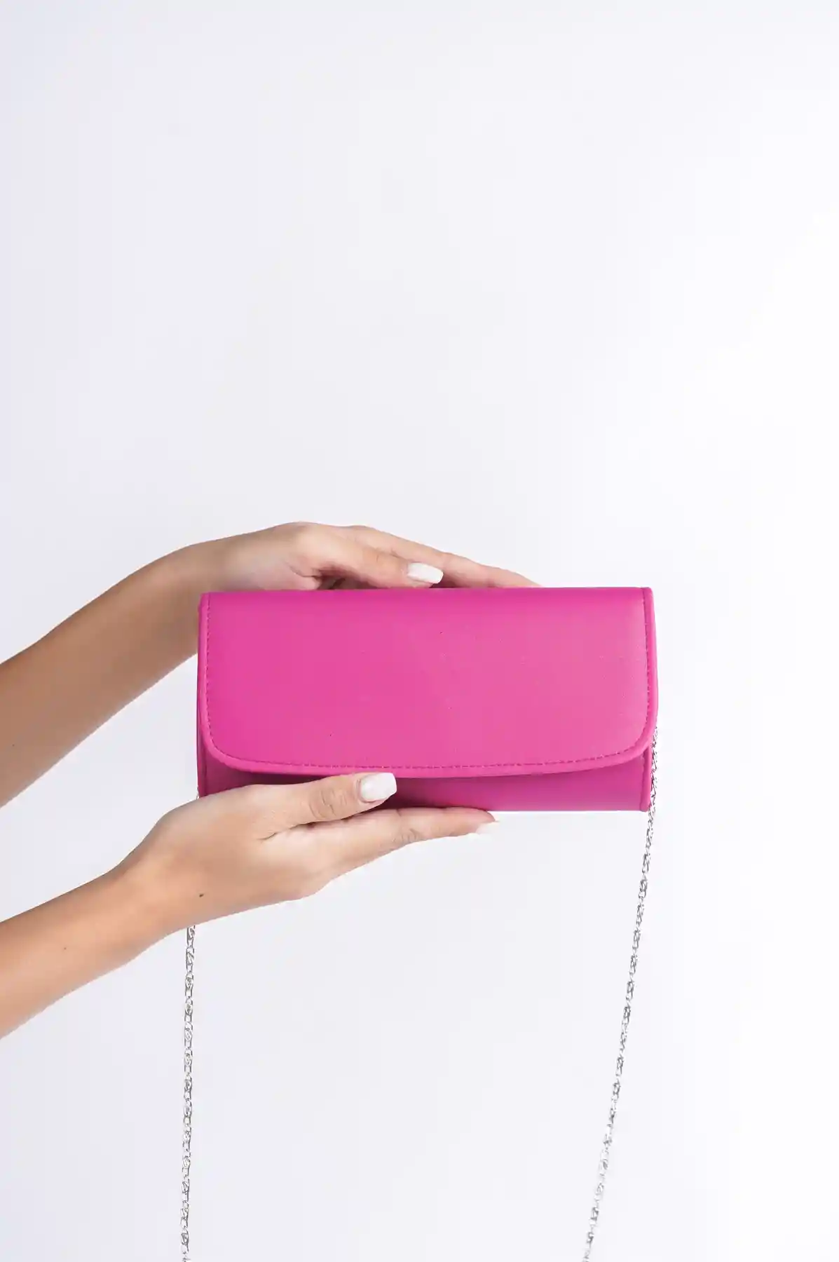 Fuchsia Satin Women Clutch Bag