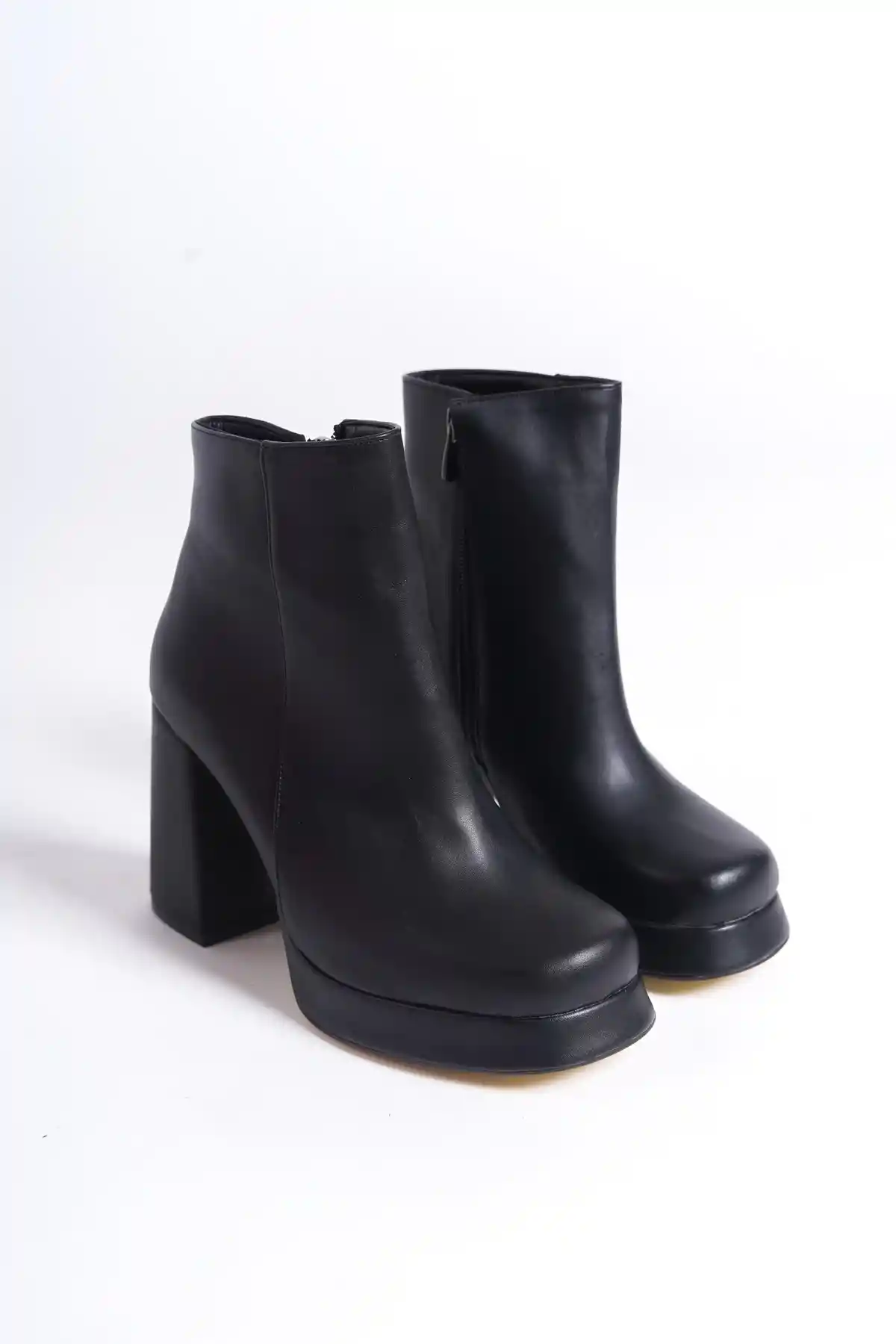 Black Leather Womens Platform Boots