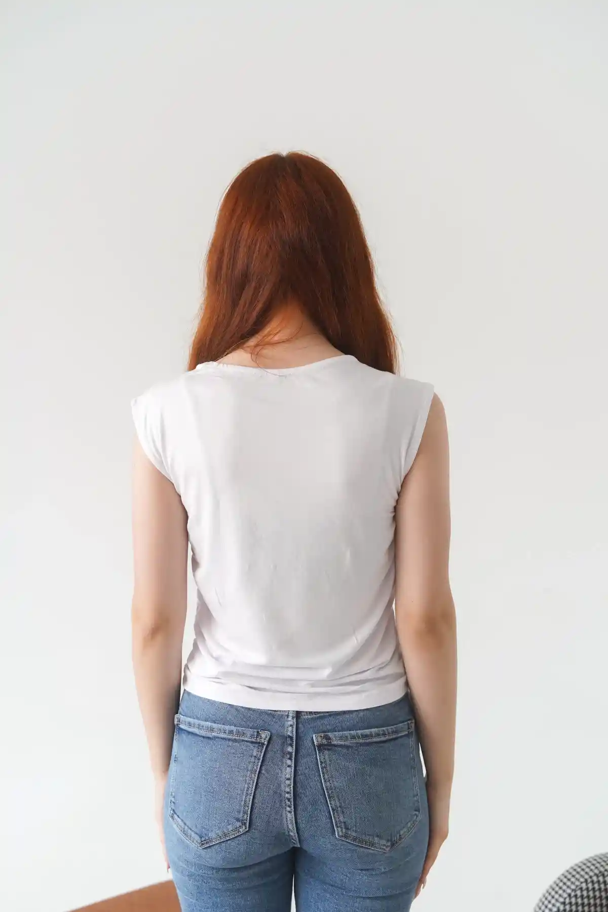 Beyaz Kadın Sıfır Kollu T-shirt