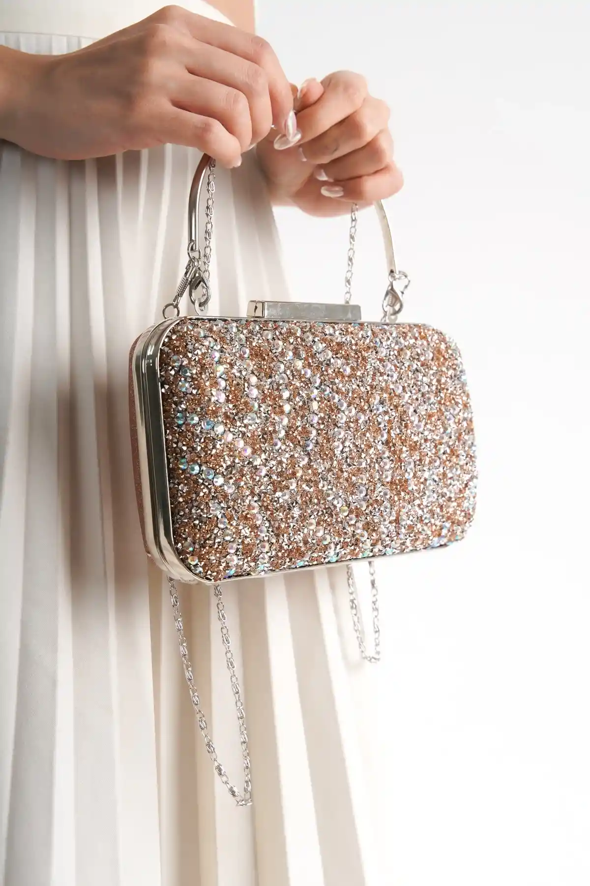 Bakır Kadın Taşlı Abiye Çanta