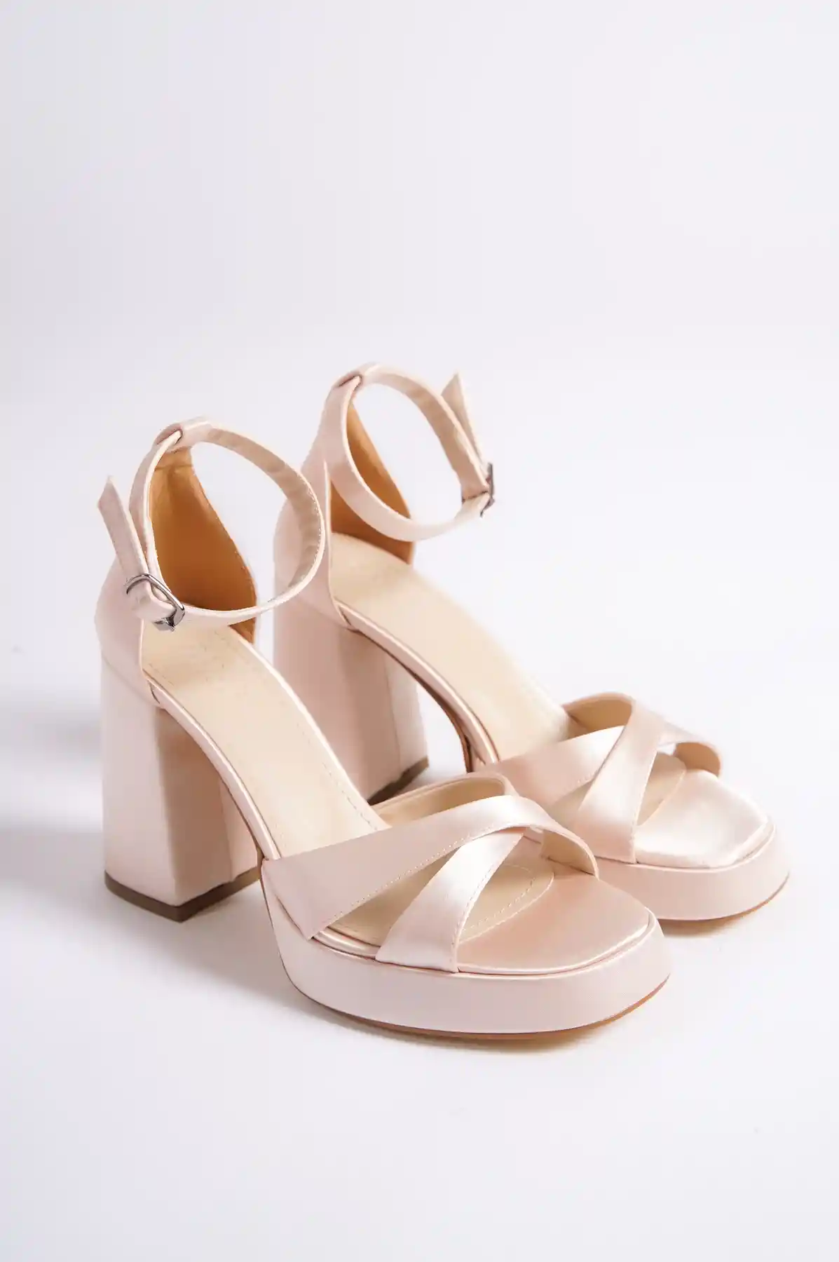 Satin Womens Cross Platform High Heel Shoes