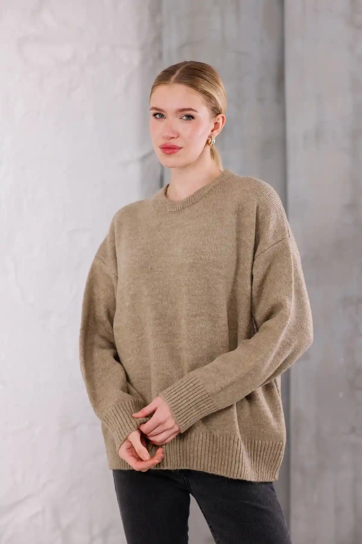 Vizon Bisiklet Yaka Oversize Triko Kazak