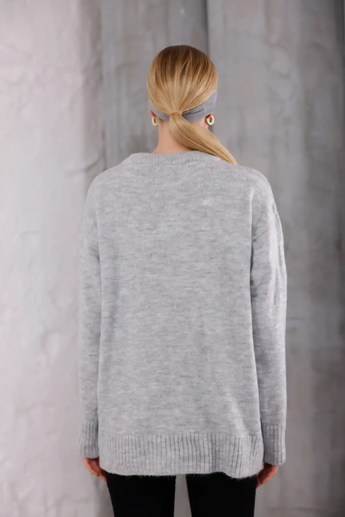 Füme Bisiklet Yaka Oversize Triko Kazak