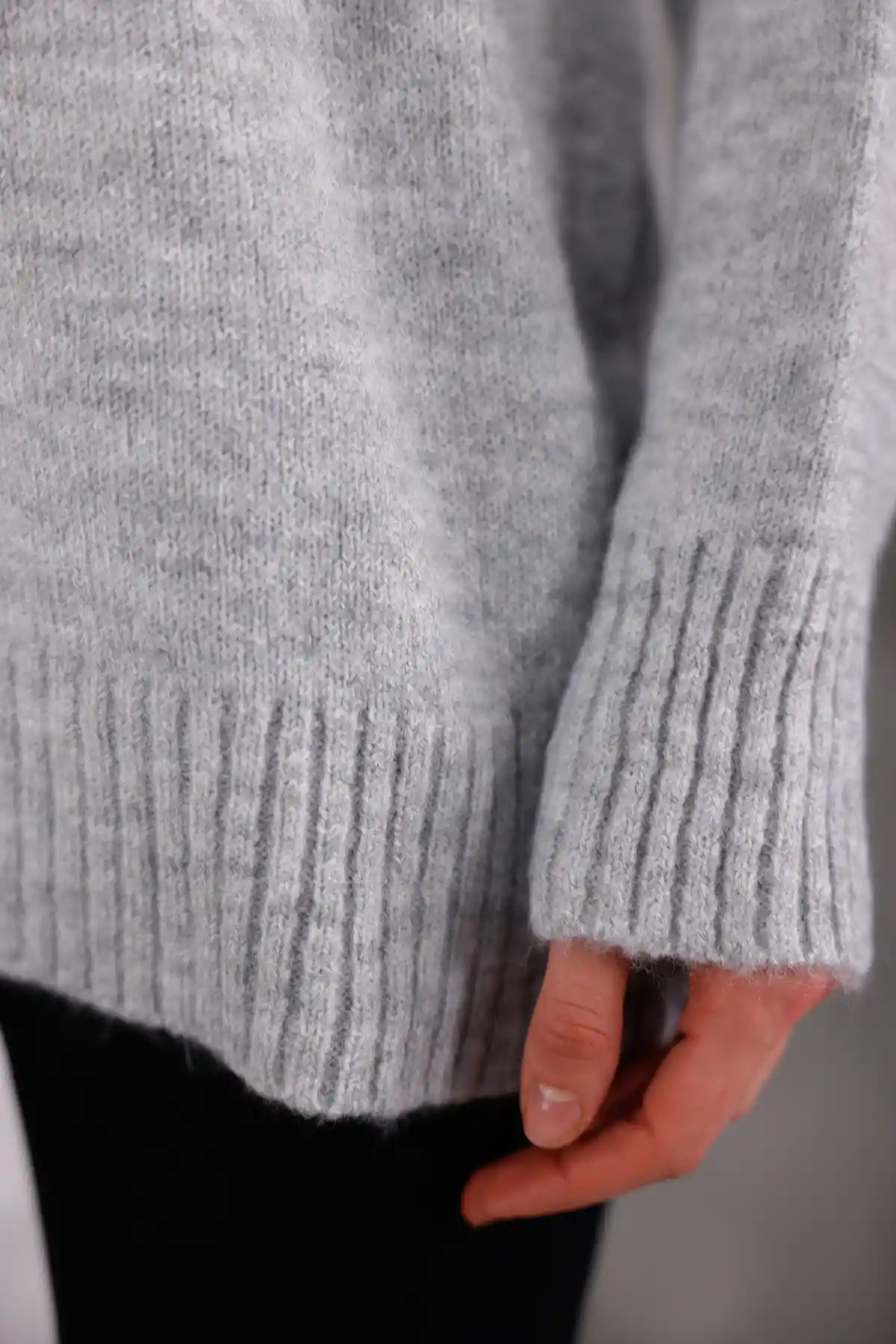 Füme Bisiklet Yaka Oversize Triko Kazak