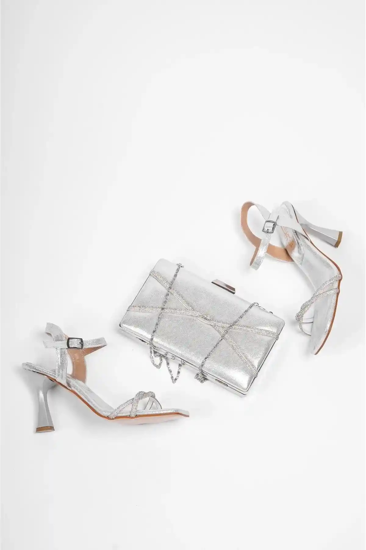 Ortopedik Süngerli Taşlı Abiye Ayakkabı ve ABİYE ÇANTA SETİ