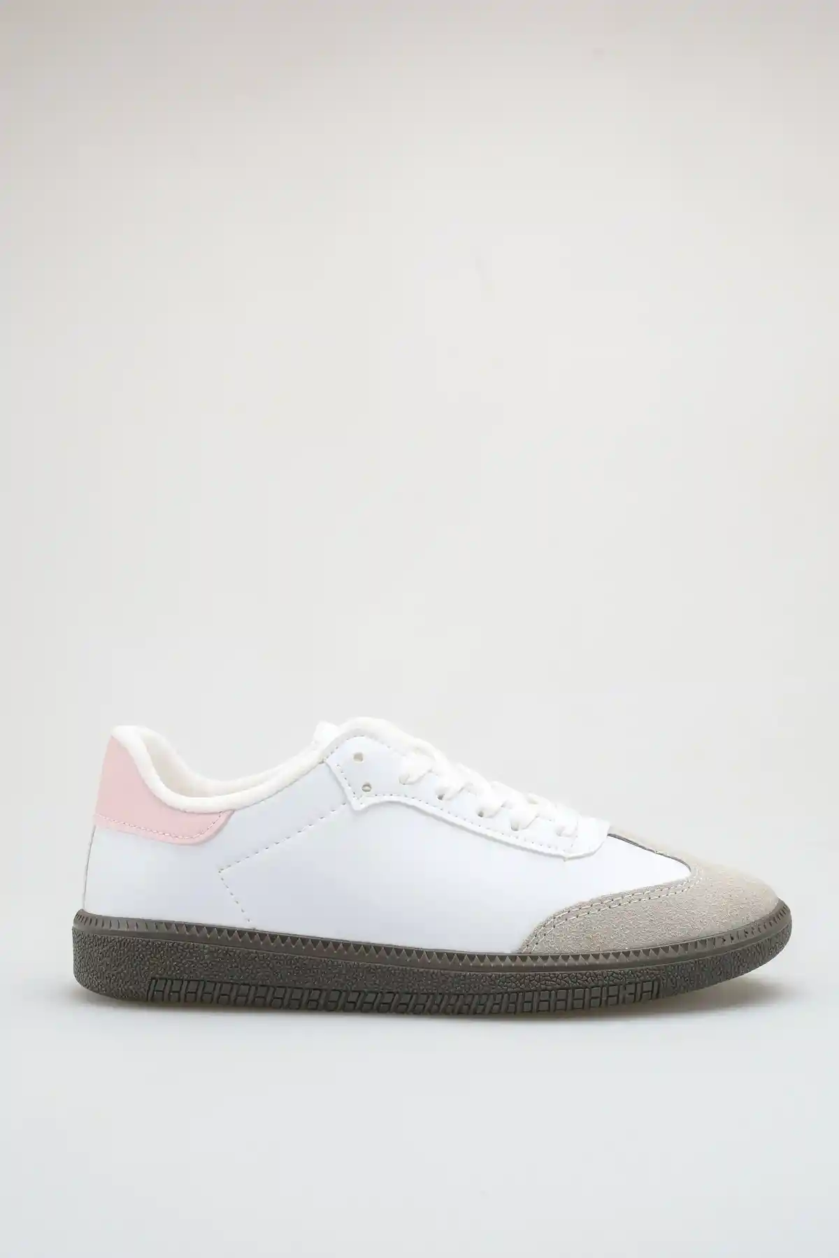 Beyaz-Pudra Kadın Çizgisiz Sneaker