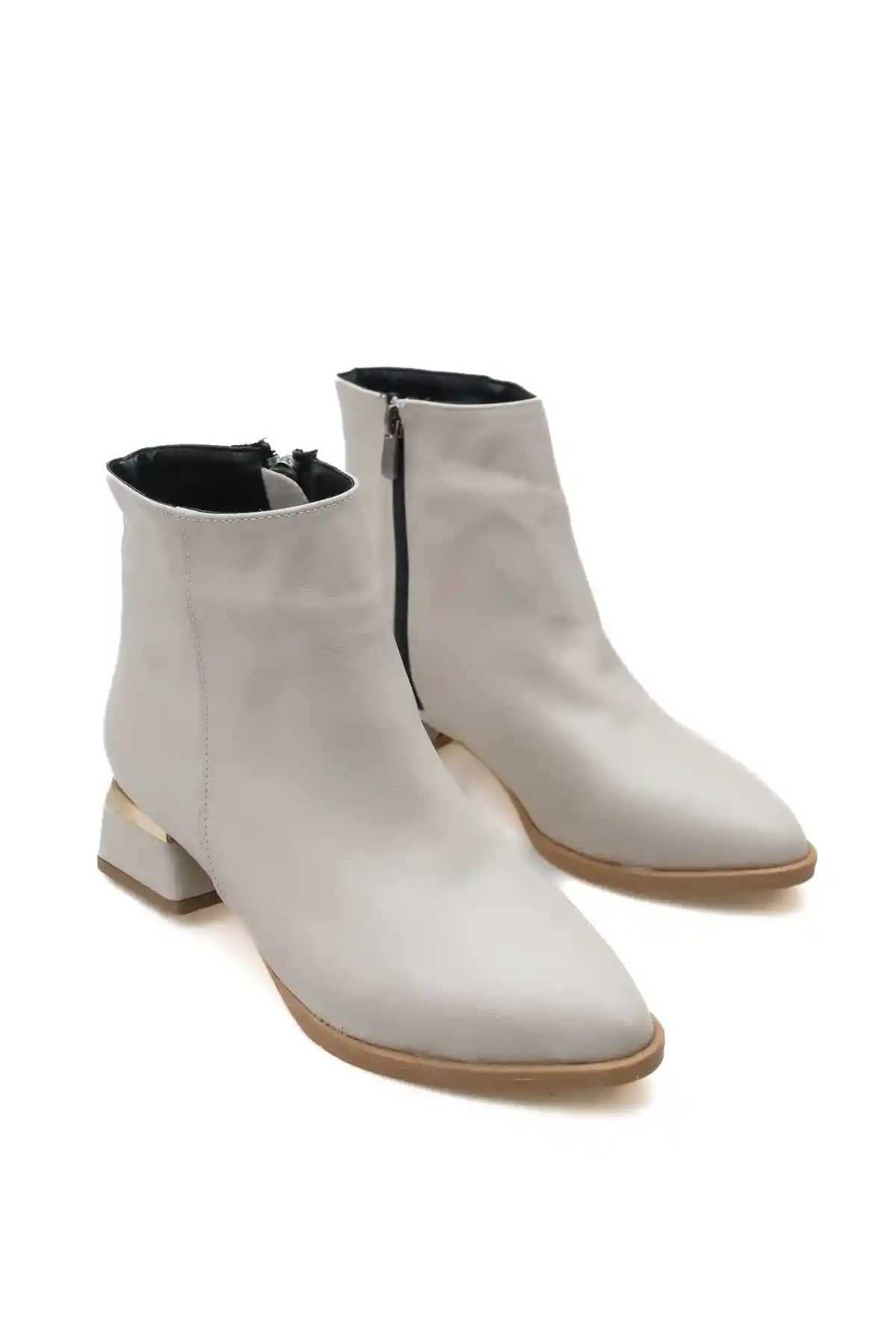 Ten Cilt Kadın Altın Detaylı Topuklu Bot