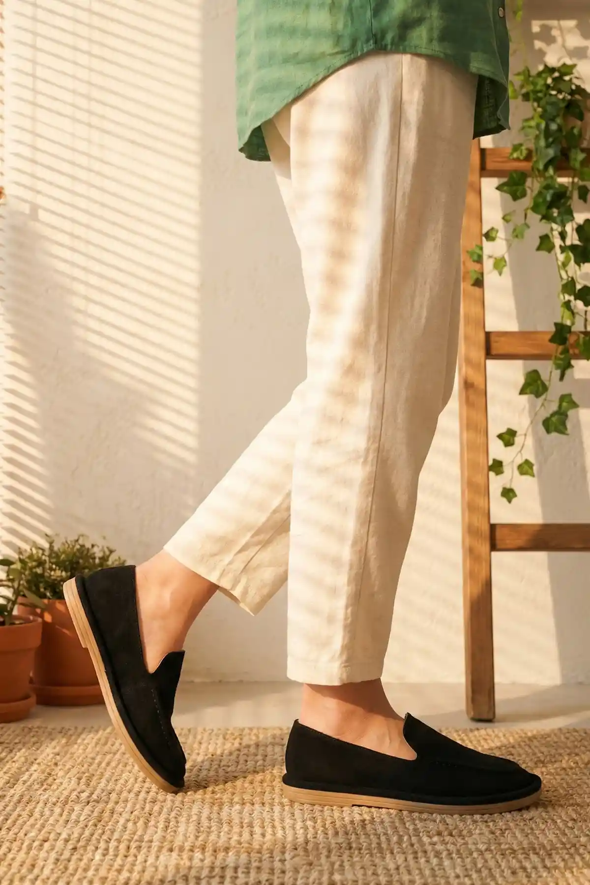 Siyah Süet Kadın Loafer Ayakkabı