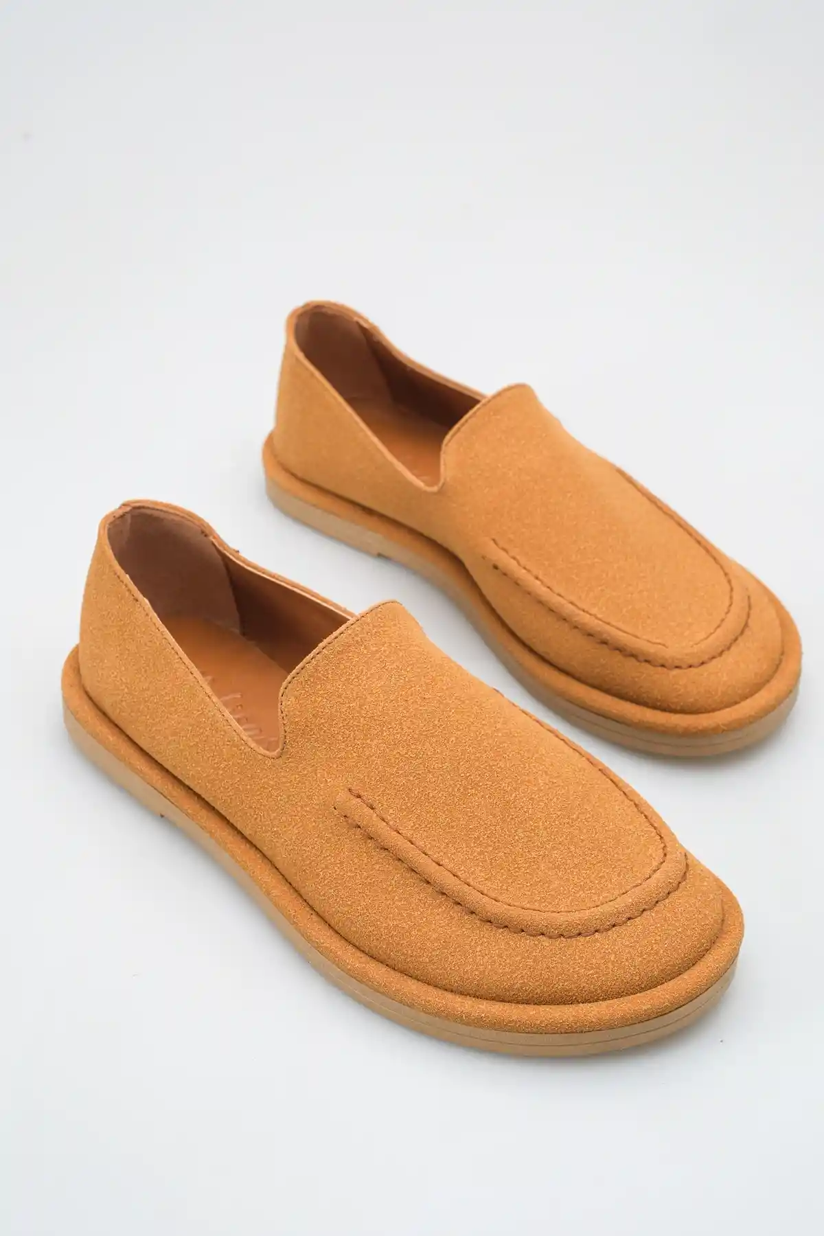 Taba Süet Kadın Loafer Ayakkabı