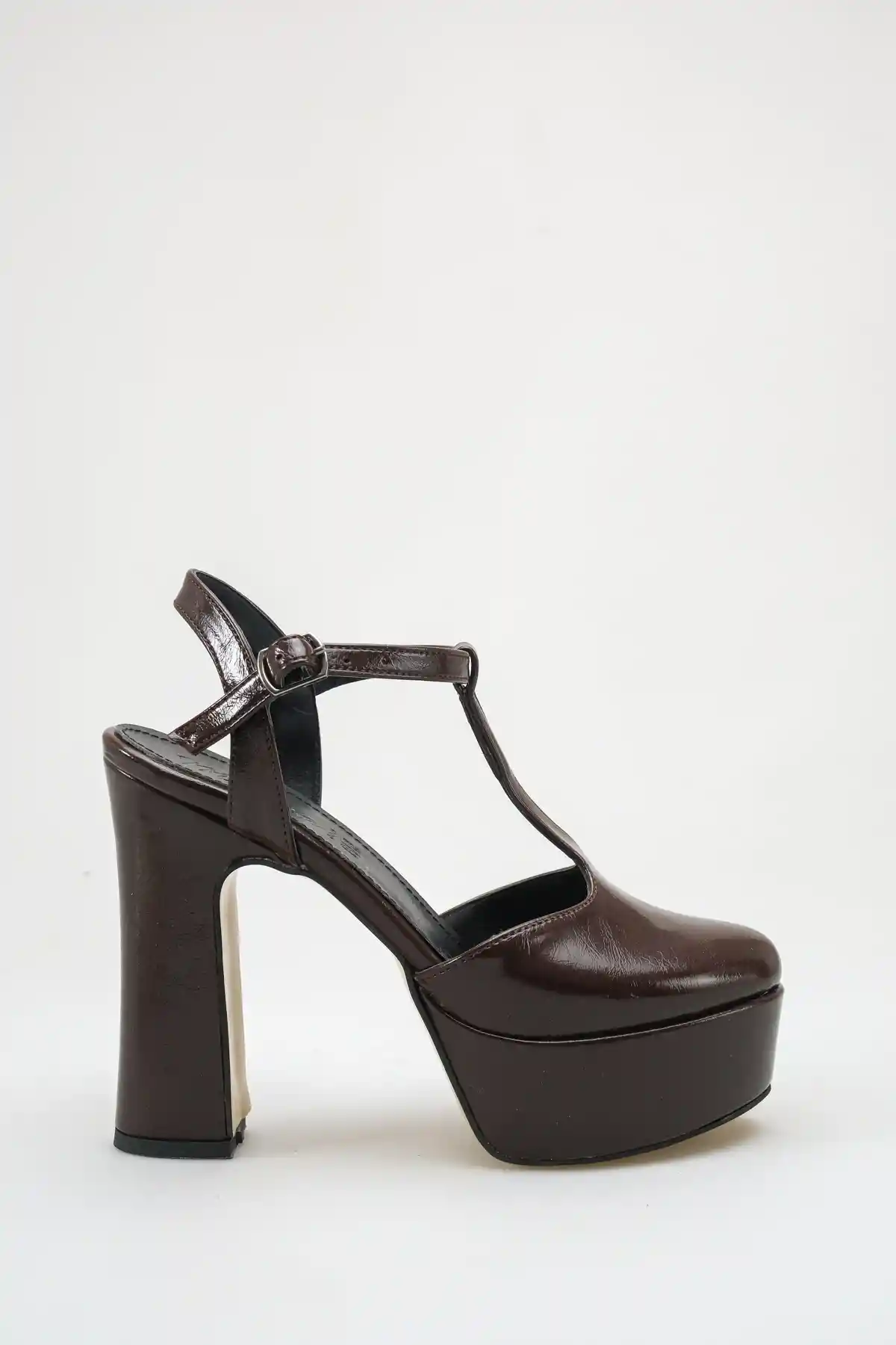 Kahve Rugan Kadın Uzun Topuklu Ayakkabı