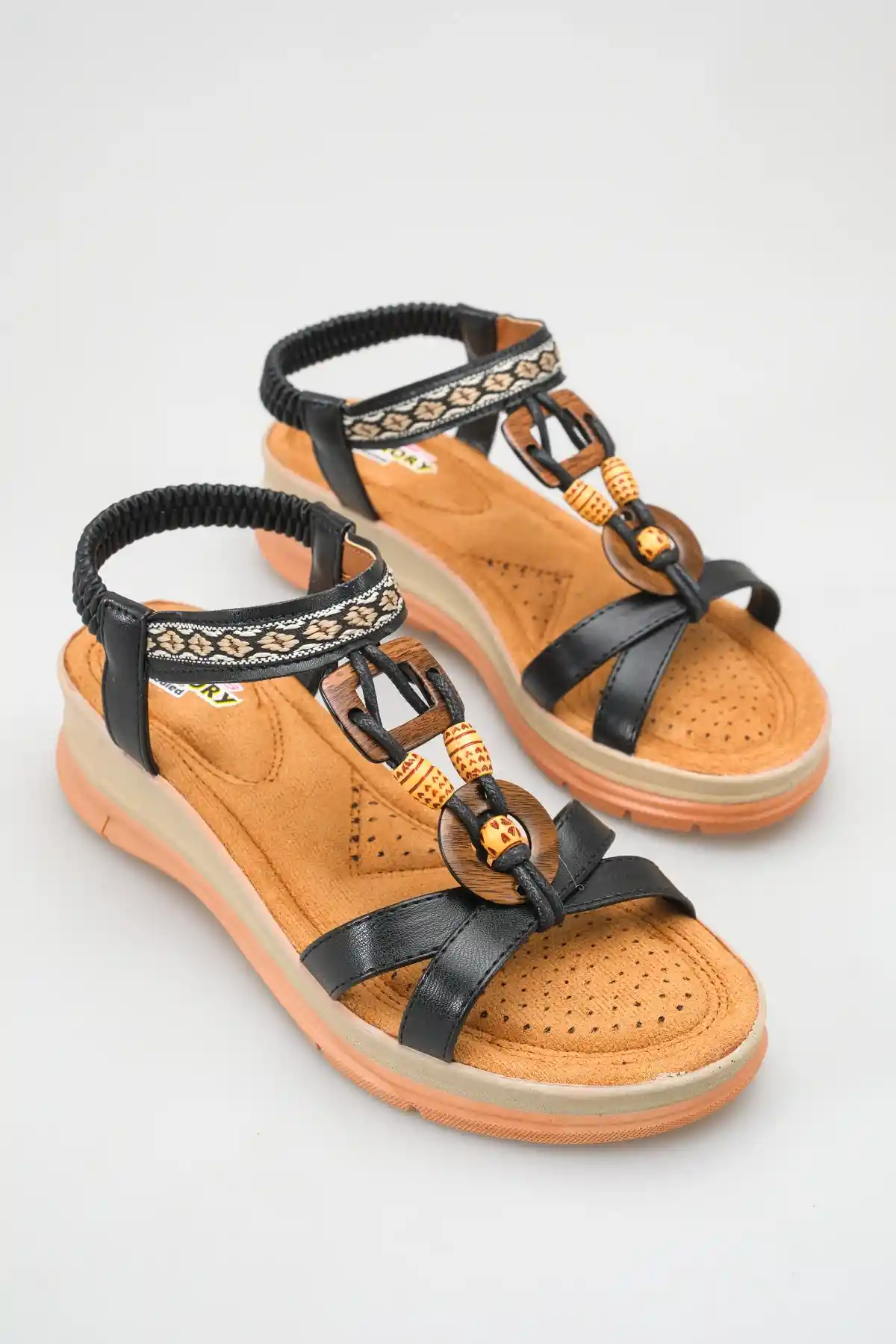 Siyah Cilt Kadın Sandalet Ayakkabı